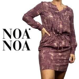 NOA NOA Abstract Ruffle Button Up T-Shirt Dress Purple Pink - Size 36
